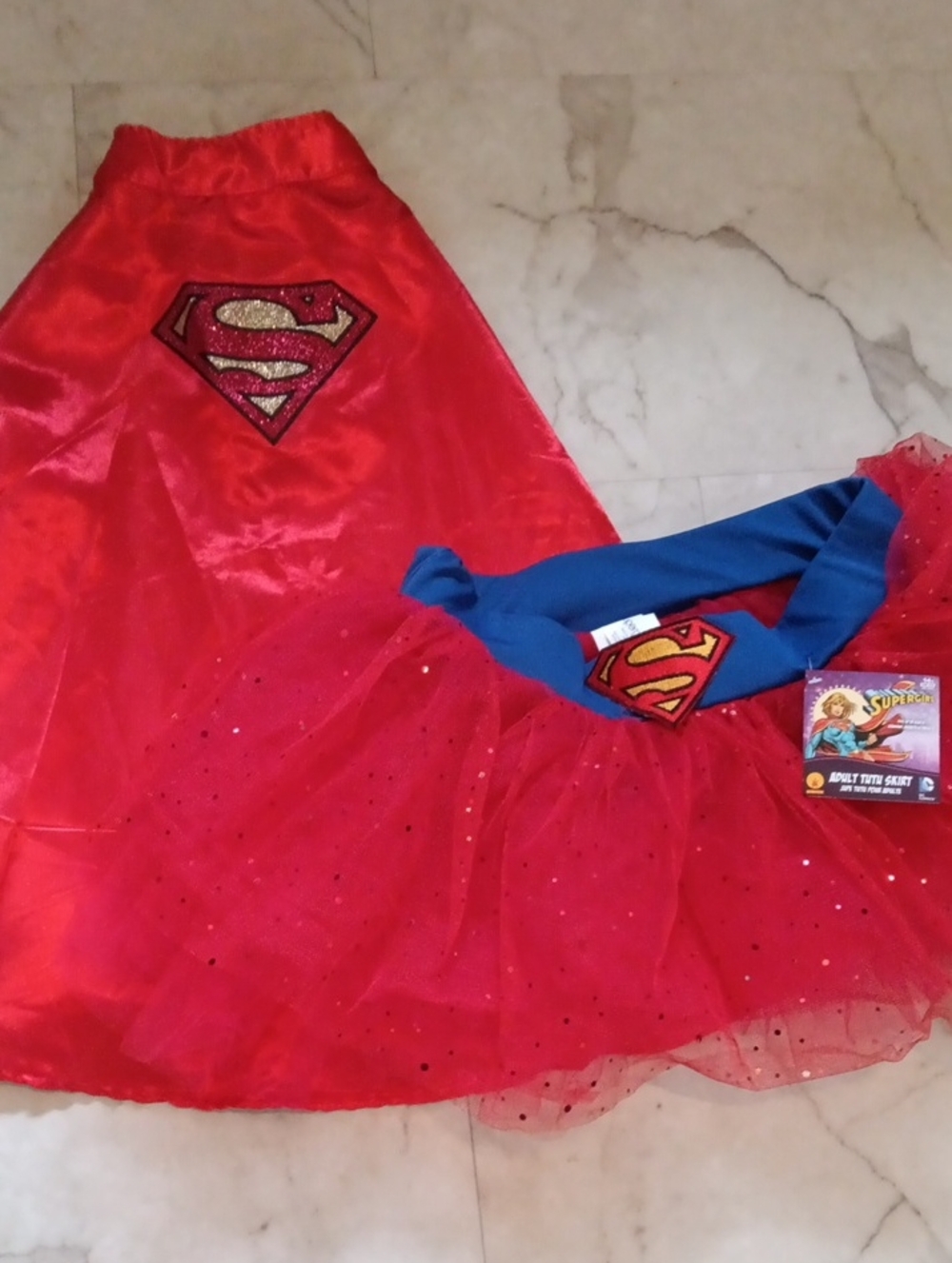 Supergirl Red and Blue Adult Costume Set - Cape and Tutu